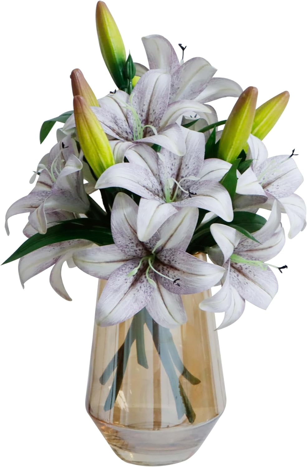 6pcs Tiger Lily Artificial Flowers, 15 Inch Faux Lilies Flower with 2 Blooms and 1 Bud, Latex Real Touch Easter Lily Flowers for Home Décor Centerpiece Wedding Bouquet,Deep Purple