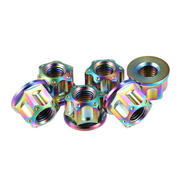 6pcs Titanium Alloy M10 Pitch 1.25mm Flange Bolt Nut for Bicycle Motorcycle Motor Bike Modification Bright Color