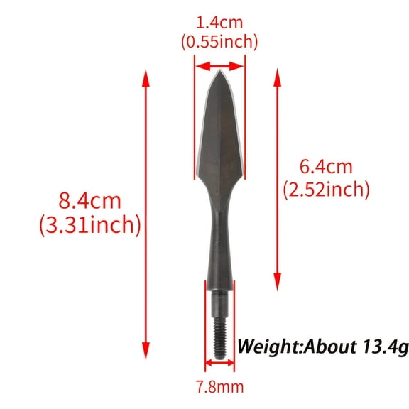 6pcs Traditional Broadhead Arrows Black Steel with Wooden Shaft Screw-In Tips for Hunting Archery
