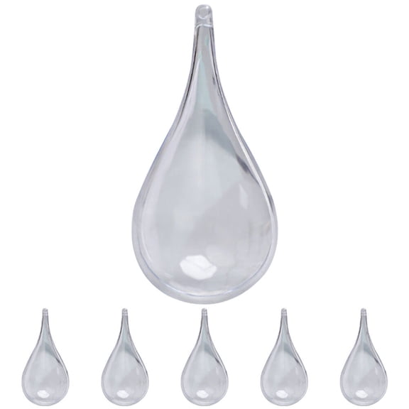 6pcs Transparent Festival Fillable Balls Water Drop Shape Hanging Balls Party Decorative Balls