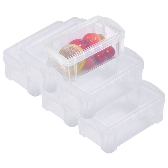 6pcs Transparent Plastic Stackable Mini Organizer Bead Containers with Locking Lid for Small Crafts Items Rectangle Clear 13.8x7.8x5.1cm Inner Diameter: 11.55x6.3cm DIY