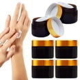 thumbnail image 1 of 6pcs Travel Cream Jars with Lid Amber Glass Round Jar Refillable Cosmetic Container, 1 of 6