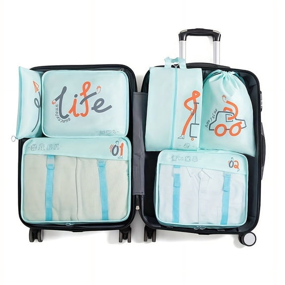 6pcs Travel Luggage Packing Cubes, Portable Clothes Storage Bag, Foldable Underwear Organizer Laundry Pouch