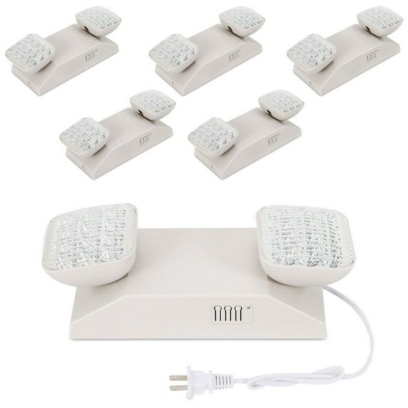 6pcs Two Heads Emergency Light Fire Exit Lighting LED Emergency Light Standard 6 Pack LED Emergency Exit Light Adjustable 2 Dual Head W/ Battery Back-up UL 924
