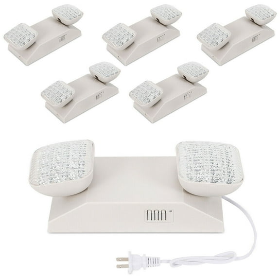 6pcs Two Heads Emergency Light Fire Exit Lighting LED Emergency Light Standard 6 Pack LED Emergency Exit Light Adjustable 2 Dual Head W/ Battery Back-up UL 924