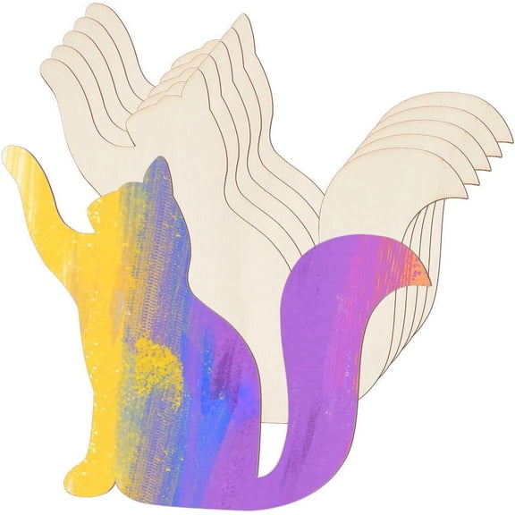 6pcs Unfinished Cat Cutouts 6.3x8x0.1 inch Wooden Cat Cutout DIY Blank Unfinished Pieces Cutouts Blank Wood Cutouts Slices for DIY Painting Arts Craft Projects Blanched Almond