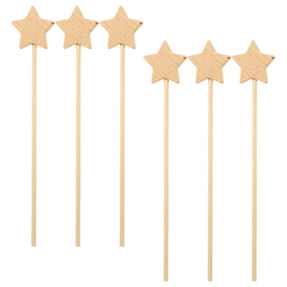 6pcs Unfinished Fairy Wands Wooden Star Wand Blank Fairy Sticks Party Favors