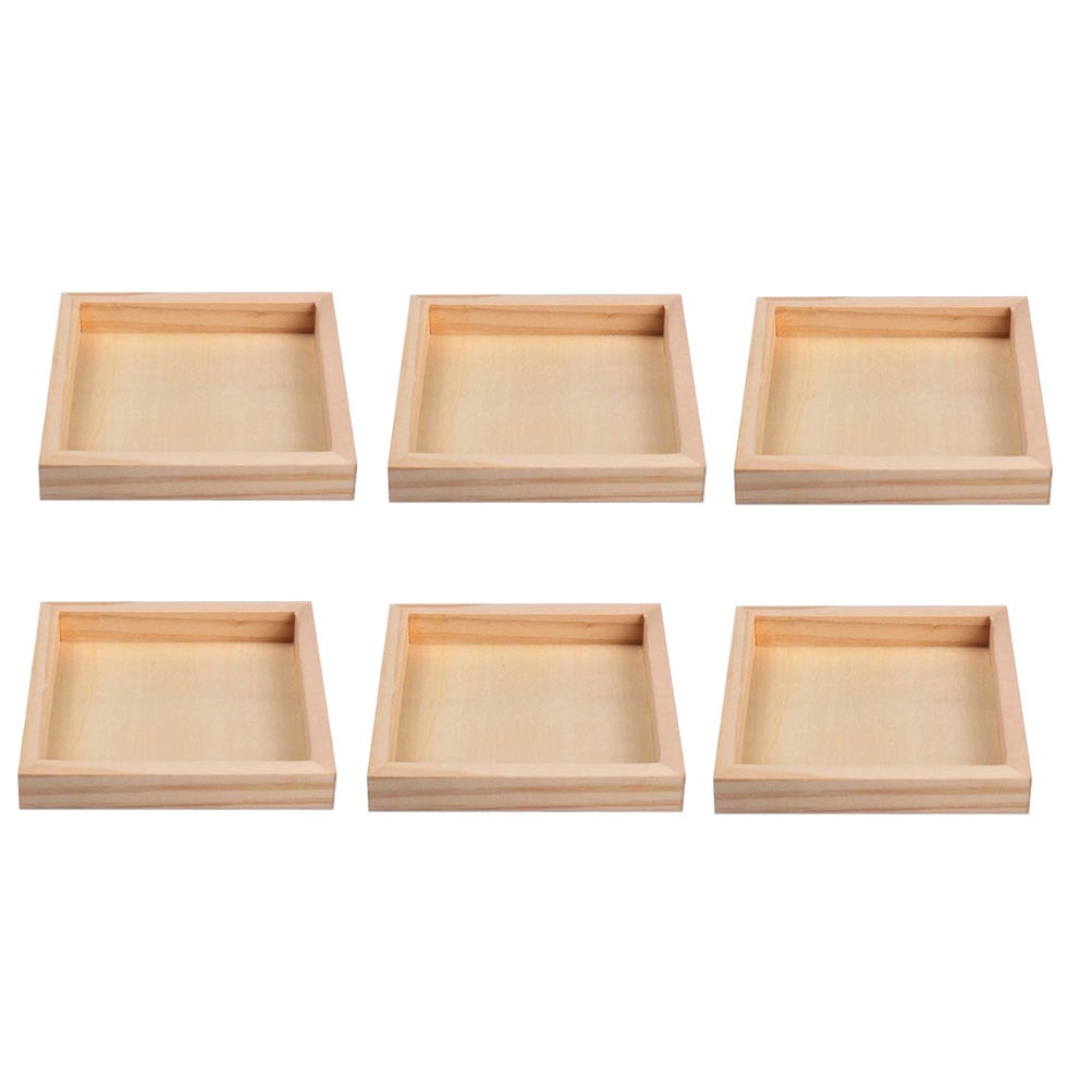 6pcs Unfinished Wood Serving Tray Professional Wood Trays for Block Puzzle