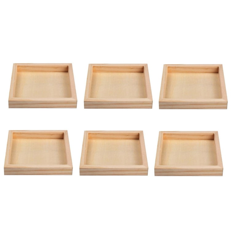 6pcs Unfinished Wood Serving Tray Professional Wood Trays for Block Puzzle, Size: 13.7x13.7cm