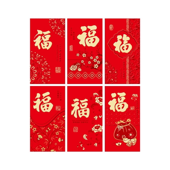 6pcs Universal Red Envelope Gifts Bag for Money Lucky Purse New Year Gifts 17*9cm for New Year Wedding Party