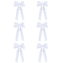 6pcs Velvet Ribbon Bows Christmas Decor,5 x 10in Pre - Tied Bow for Christmas Tree & Wreaths, Christmas Home Indoor Outdoor Decor