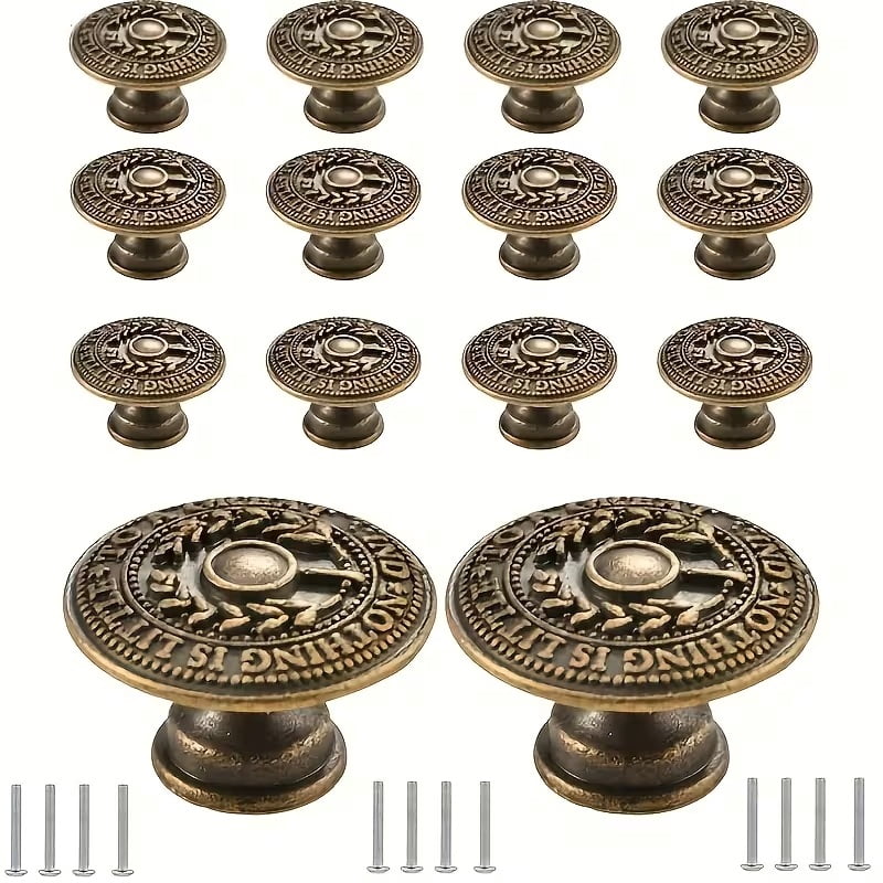 6pcs Vintage Zinc Alloy Cabinet Knobs - Large Oil-Rubbed Copper Drawer & Door Knobs with Screws for Cabinets, Dressers, and Furniture