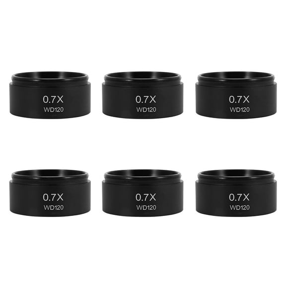 6pcs WD120 0.7X Trinocular Stereo Microscope Auxiliary Objective Lens Barlow Lens 48mm Thread,6 x Auxiliary Objective Lens,black