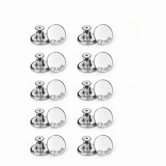 6pcs Detachable Jeans Buttons – Nail-Free Adjustable Waist Buckles for Pants, Denim & Skirts