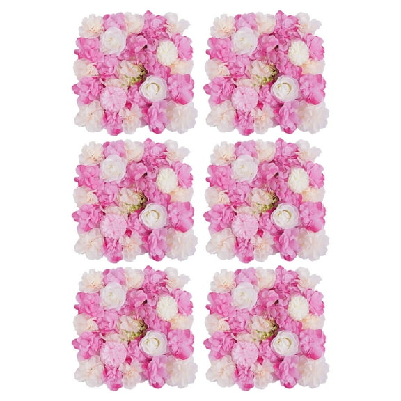 6pcs Wall Decor Shop Photo Backdrop Rose Mat Floral Wall Arrangement 15*15inch - White+Pink