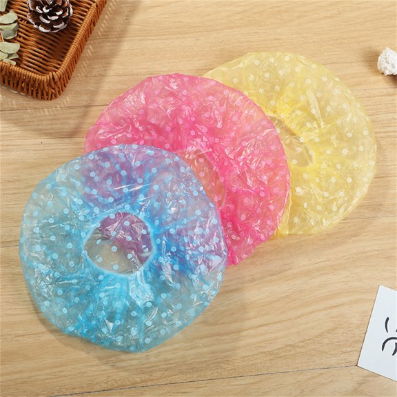 6pcs Waterproof Wave Point Shower Cap - Elastic Hair Salon Bath Hat for Women