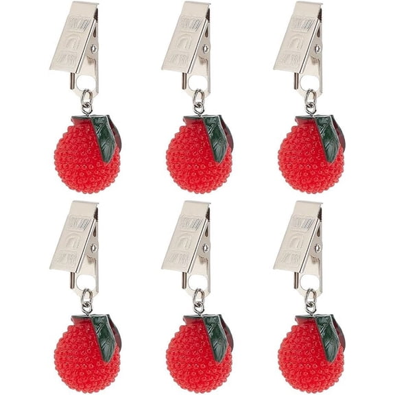 6pcs Waxberry Tablecloth Weight Clips Handicraft Tablecloth Clamps Dining Table Decor Clips Pendants Tablecloth Weight with Clips for Outdoor Christmas Picnic Party Wedding Decoration