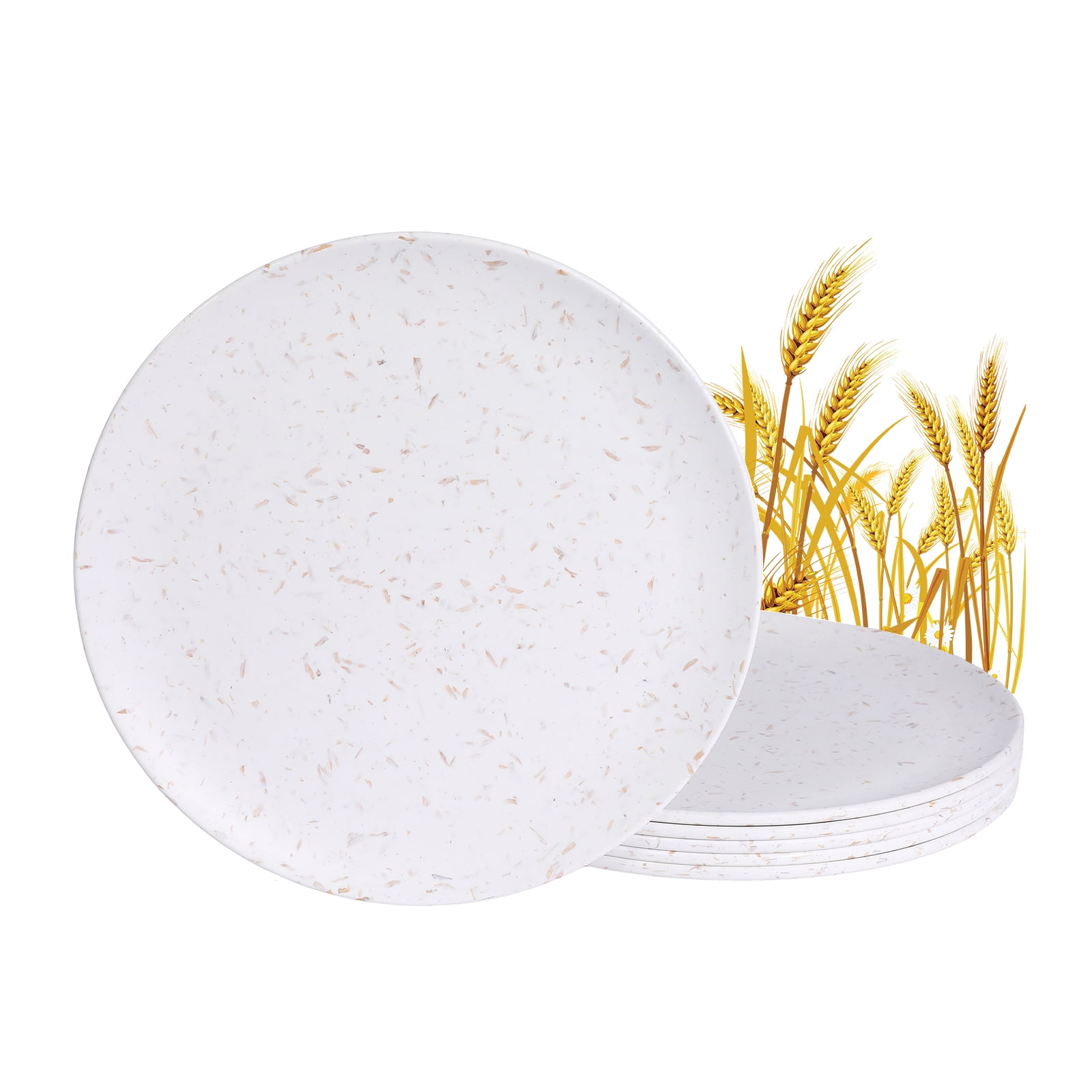 6pcs Wheat Straw Dinnerware Set Lightweight & Reusable Plates and