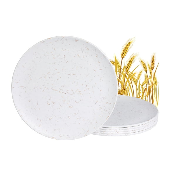 6pcs Wheat Straw Dinnerware Set - Lightweight & Reusable Plates and Bowls Set - Dishwasher Safe for Outdoor Camping, RV (6Pcs 10inch Plates)