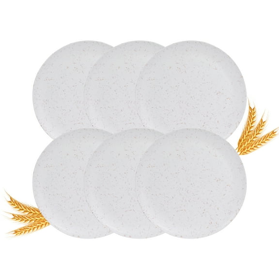6pcs Wheat Straw Plates Set - Lightweight & Reusable Plates and Bowls Set - Dishwasher Safe for Outdoor Camping, RV (6Pcs 8inch Plates)