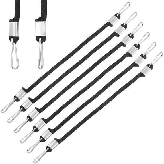 6pcs Whistle Lanyard 8.9 Inch Black Double Clip Lanyards Nylon Lanyard with Clip Double Hook Lanyard Double Ended Lanyards for Wrestling Referee Football Basketball Team Competition Training