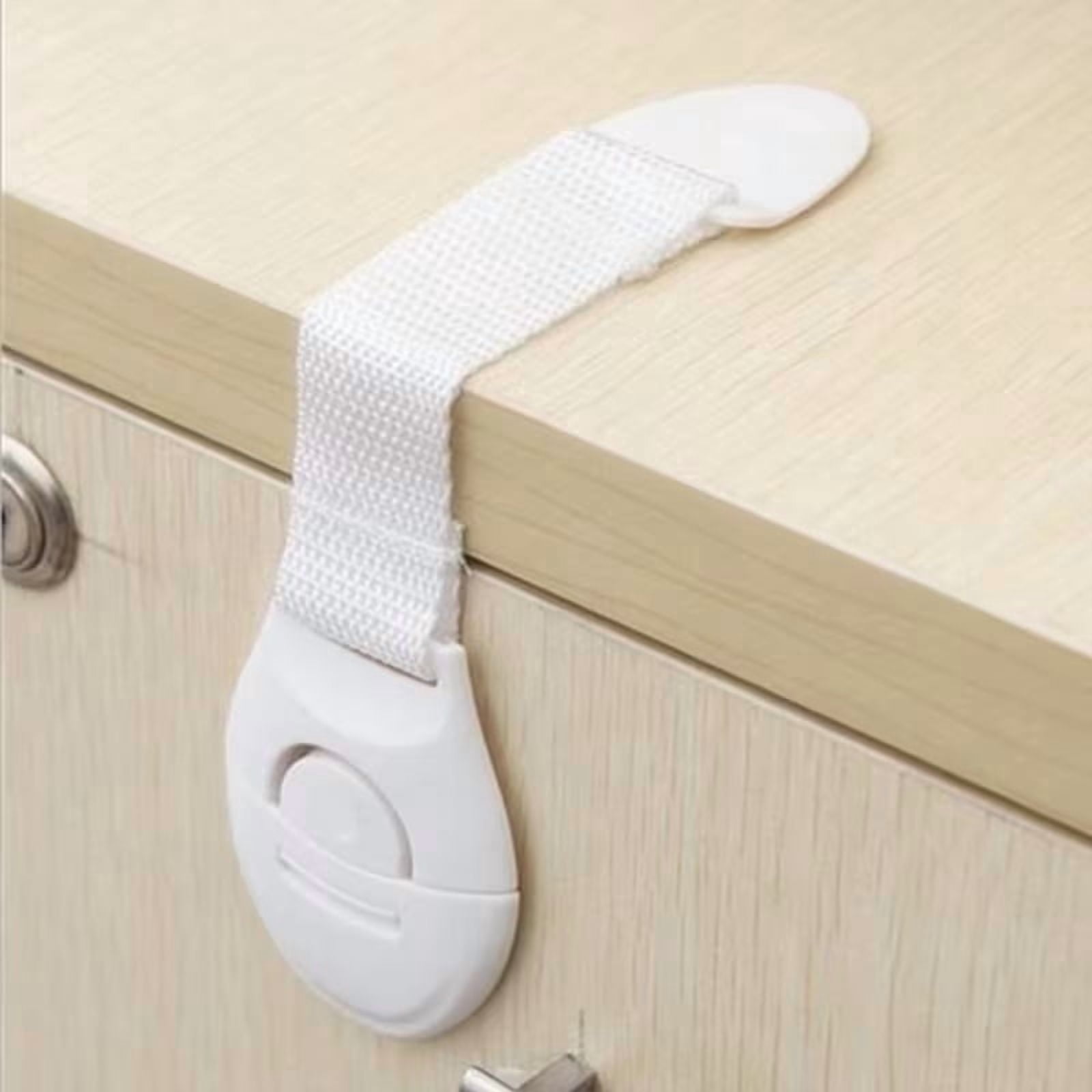 6pcs White Child Safety Locks - No-Drill Drawer and Door Latches for Child Protection, Durable ABS Plastic with Adhesive Strips, Fits Cabinets and Refrigerators, Minimalist Design
