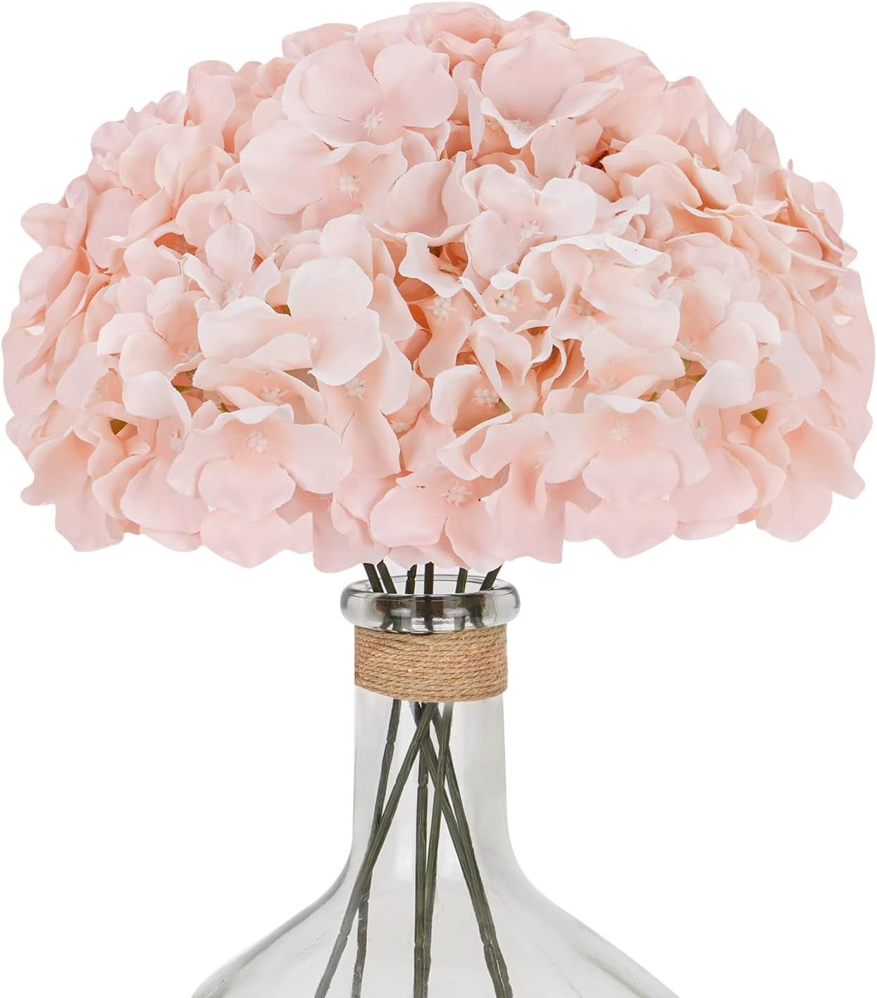 6pcs White Hydrangea Artificial Flowers, Faux Hydrangea Flowers with Stems, Full Heads Silk Fake Hydrangea Flowers for Wedding Bouquet Home Party Decor Centerpieces Floral Arrangements