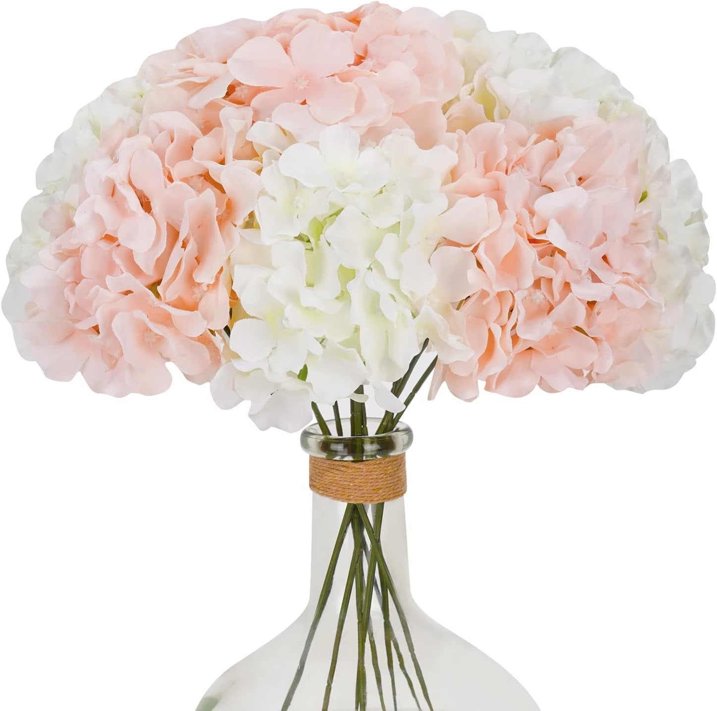 6pcs White Hydrangea Artificial Flowers, Faux Hydrangea Flowers with Stems, Full Heads Silk Fake Hydrangea Flowers for Wedding Bouquet Home Party Decor Centerpieces Floral Arrangements