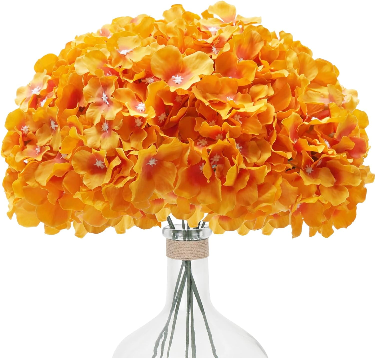 6pcs White Hydrangea Artificial Flowers, Faux Hydrangea Flowers with Stems, Full Heads Silk Fake Hydrangea Flowers for Wedding Bouquet Home Party Decor Centerpieces Floral Arrangements