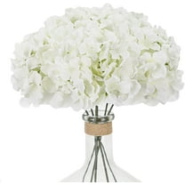 6pcs White Hydrangea Artificial Flowers, Faux Hydrangea Flowers with Stems, Full Heads Silk Fake Hydrangea Flowers for Wedding Bouquet Home Party Decor Centerpieces Floral Arrangements