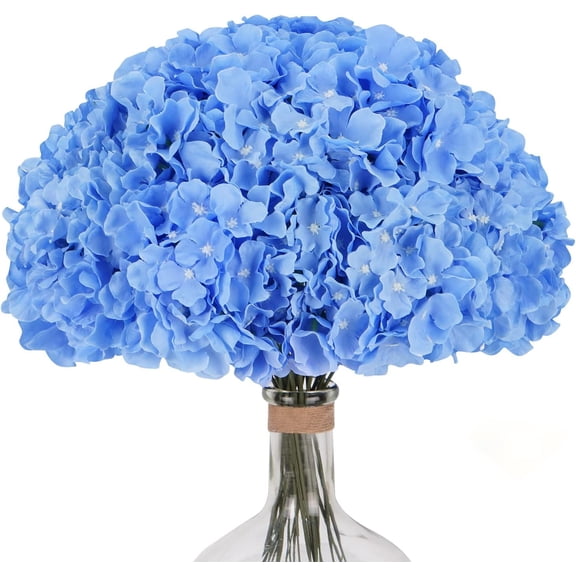 6pcs White Hydrangea Artificial Flowers, Faux Hydrangea Flowers with Stems, Full Heads Silk Fake Hydrangea Flowers for Wedding Bouquet Home Party Decor Centerpieces Floral Arrangements