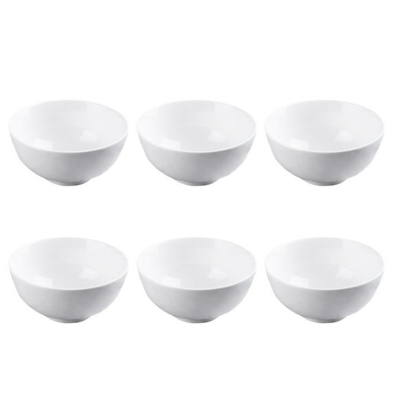 6pcs White Porcelain Rice Bowls Set, 4 Inch Insulated Tableware Bowls for Home and Restaurant Use