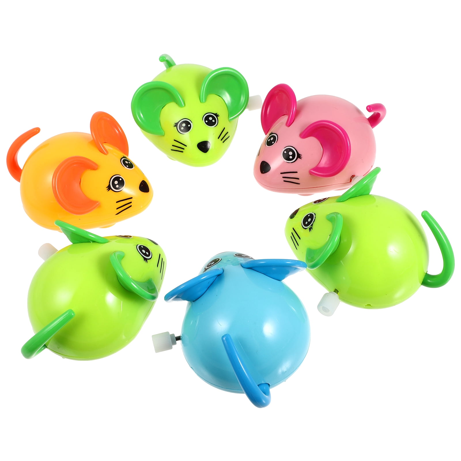 6pcs Wind Mice Colorful Cartoon Rat Mouse Clockwork Game Joke Props ...