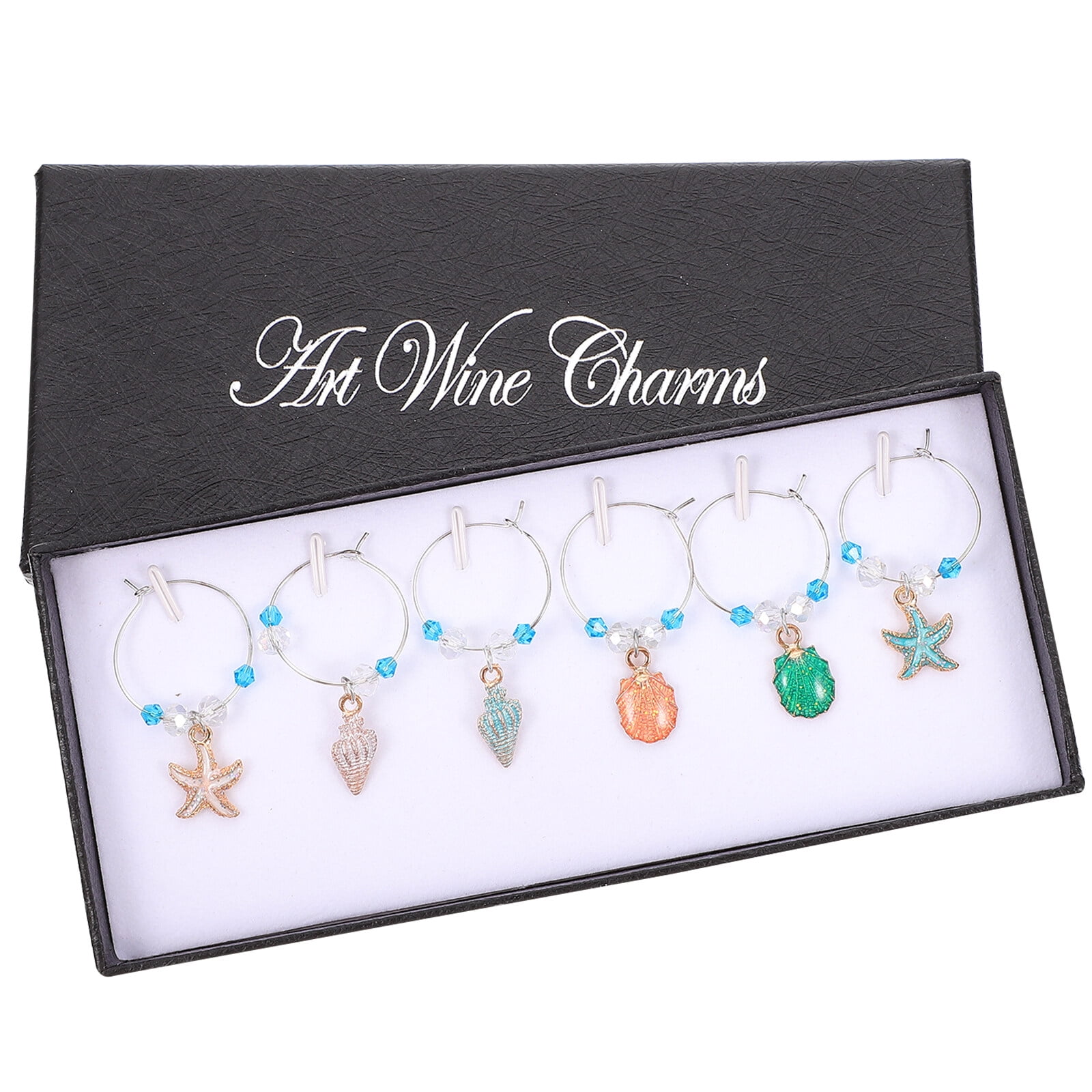 6pcs Wine Glass Charm Identifiers Cup Signs Party Supplies (Assorted