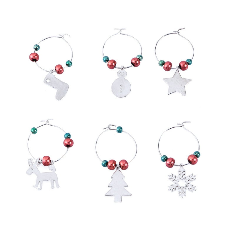 6PCS Christmas Wine Glass Charms Assorted Enamel Charm Pendant, Wine Glass  Charm Rings for Xmas Wine Glass Markers DIY Making Jewelry 