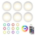 thumbnail image 1 of 6pcs Wireless LED Puck Lights, EEEkit Dimmable Under Counter Lighting, LED Closet Light with Remote Control, Battery Powered Cabinet Light, Stick on Night Lights for Kitchen, Bookcase, Colorful, 1 of 9