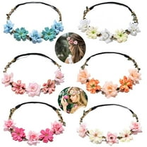 6pcs Women Boho Hair Wreaths Flower Crowns Tiaras for Brides Bridesmaids Wedding