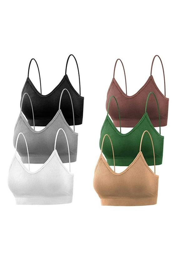 6pcs Women Bras V Neck Padded Seamless Bralettes Bandeau Sleeping Bras