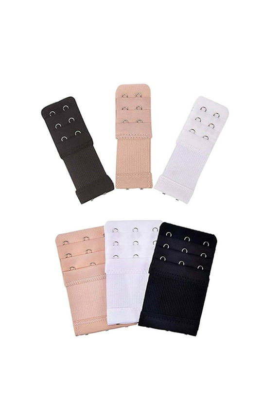 6pcs Women Comfortable Bra Extenders Elastic Extension Buckle Bra Lengthened Strap (2/3 Hooks, Black, Apricot, White)