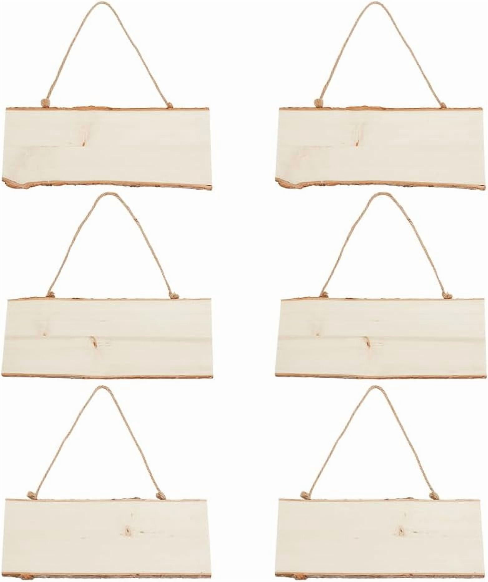 6pcs Wood Hanging Signs Unfinished Hanging Wood Plaques Rectangle ...