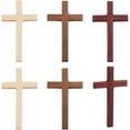 thumbnail image 1 of 6pcs Wooden Cross 3 Colors Cross Hand Held Prayer Crosses Wooden Home Decor for Easter Weddings Party Meditation Christmas Gift Decoration 2.74x4.72inch DIY, 1 of 1