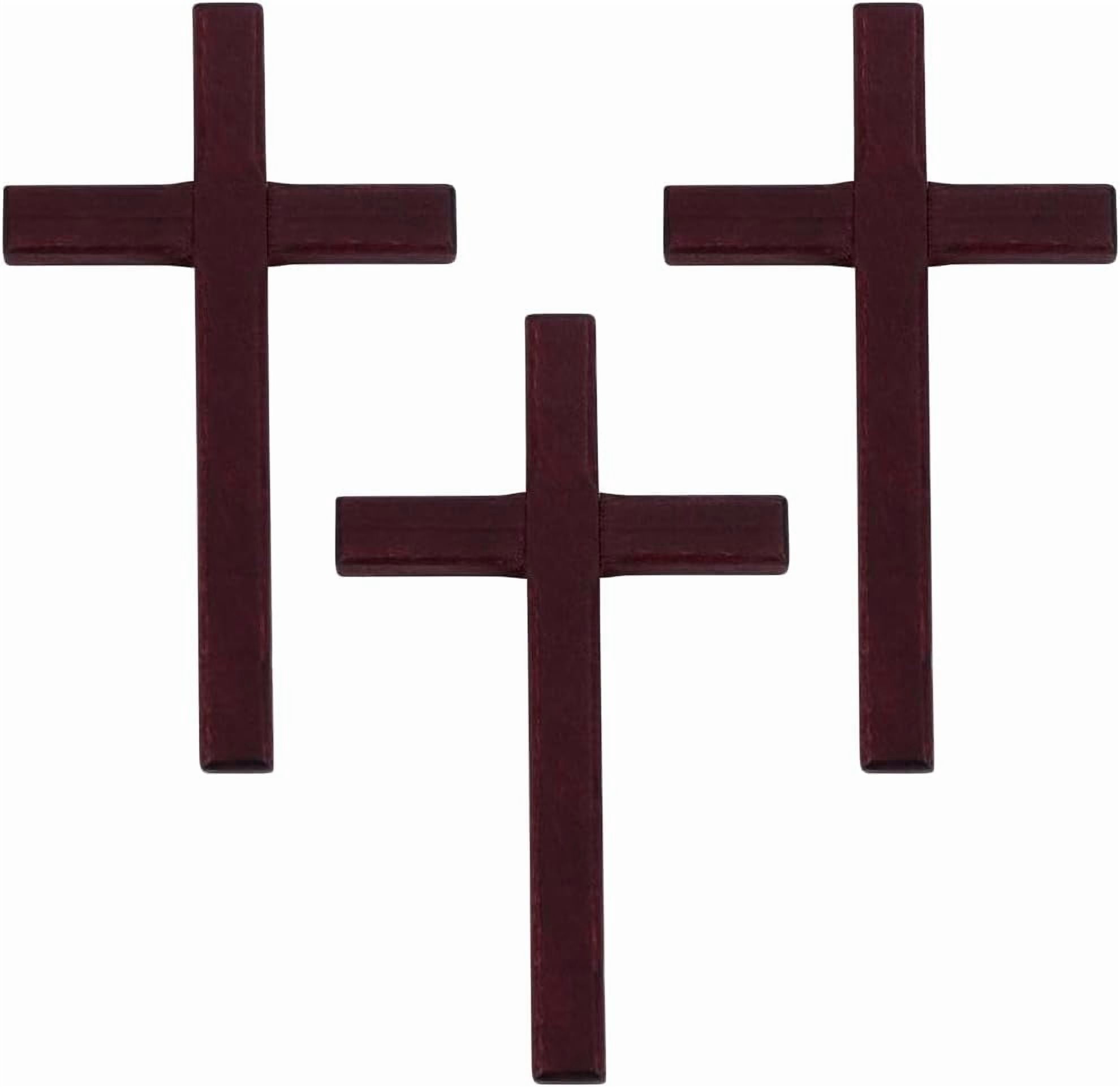 6pcs Wooden Crosses Wall Decor Handheld Crosses Large Coconut Brown ...
