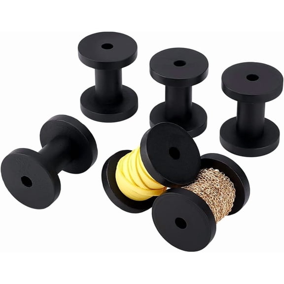 6pcs Wooden Empty Spool Thread Organizer Bobbin Winder Floss Keeper Knitting Thread Holder Wood Bobbins