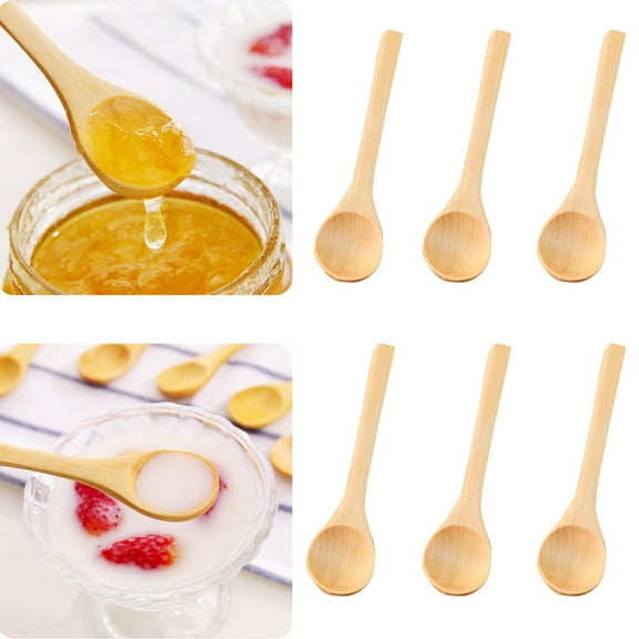 6pcs Wooden Spoons Set | 13cm Kitchen & Dining Utensils for Ice Cream, Desserts, Soup | Eco-Friendly & Durable Wooden Cutlery