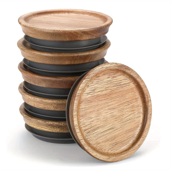 6pcs Wooden Storage Lids Set for Regular Mouth Jars, Food Grade 100% Fit & Airtight, Ideal for Ball & Kerr Jars, Reusable and Durable Kitchen Organization Essentials