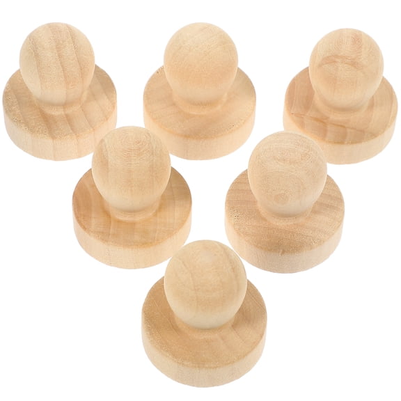 HAKIDZEL Khaki Wood Stamp Handles for Diy Compatible Projects 6Pcs