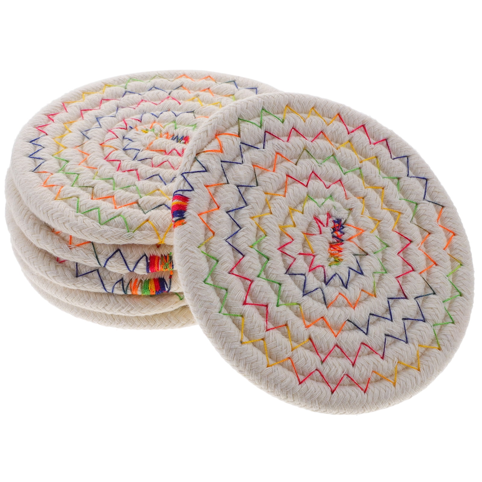 6pcs Woven Round Coasters Table Decorative Coasters Teacup Mats Heat ...