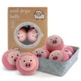 thumbnail image 1 of WHIFEA 6 Pcs XL Wool Dryer Balls, Cute Pig Shapes, Reusable Natural Wool, Reduce Drying Time, Anti-Static, Soften Fabric, Moisture-Proof Storage Box, Eco-Friendly Laundry Aid, Pink, 1 of 8