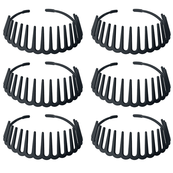 6pcs Zigzag Shark Tooth Hair Comb Headbands Wrapped Cloth Hard Hairbands Textured Plastic Face Wash Basic Headband