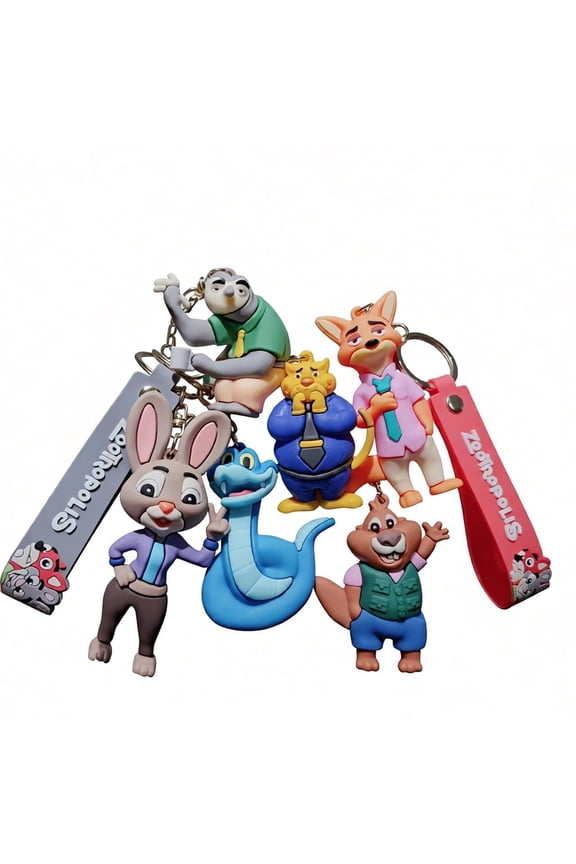 6pcs Zootopia-2Cartoon Keychain Party Favors, Mini Cute Keyring for Classroom Prizes, Birthday Christmas Party Favors Gift, Goodie Bag Stuffers Supplies